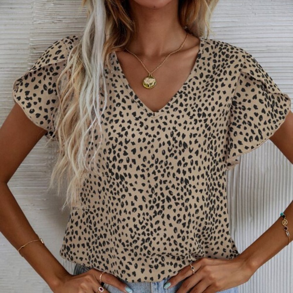 Chic Leopard Animal Print Blouse Top - Picture 8 of 8
